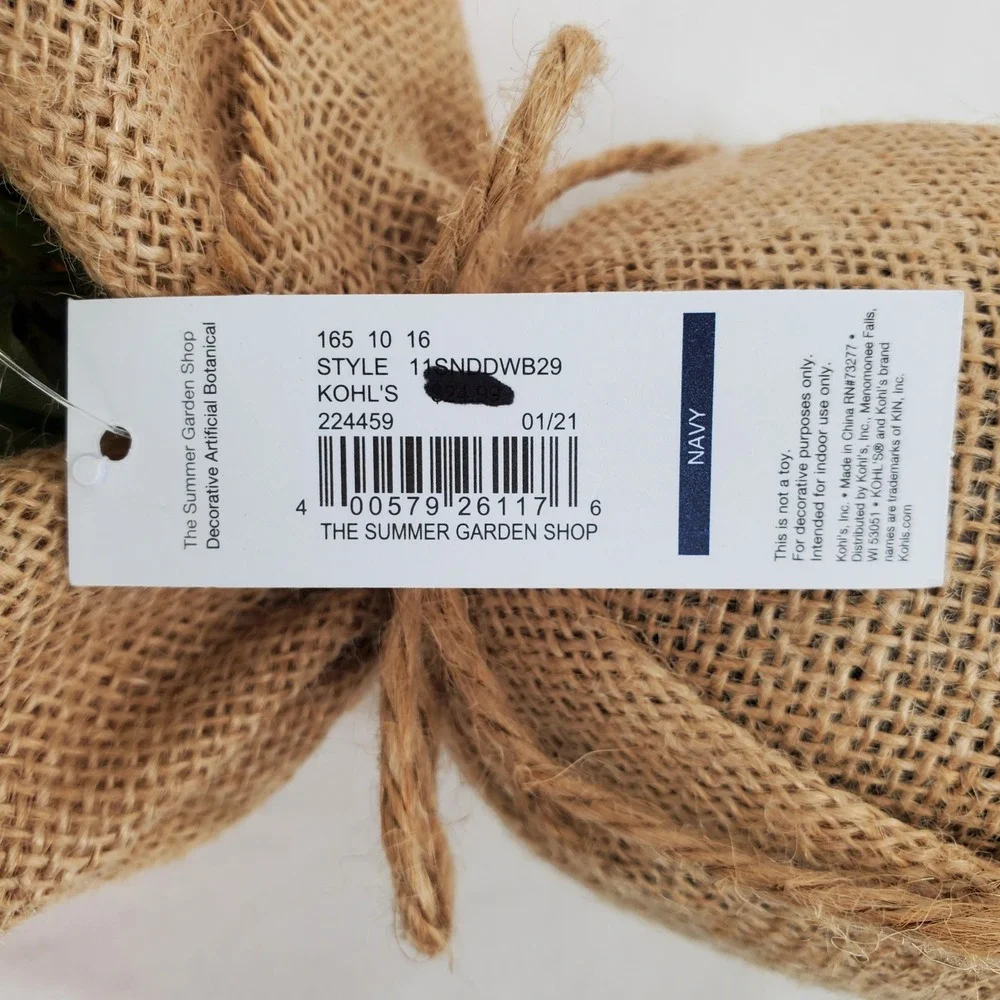 Sonoma Goods‎ For Life Summer Garden Artificial Floral Bouquet Burlap 11SNDDWB29